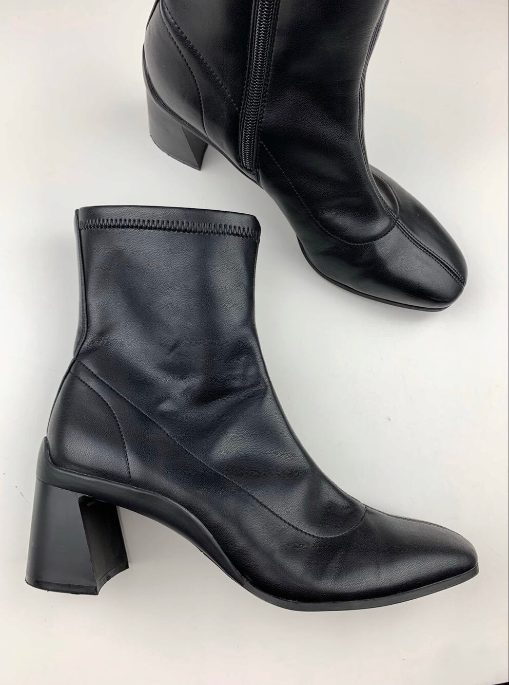 Aerosoles Corinda Above Ankle Boots Sock Black Faux Leather Comfort Women's 9